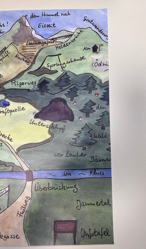 SALE! Land der Befindlichkeiten auf Plane (DIN A2) mit abgeschnittenem Rand (rechte Seite)